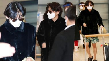 Kim Taehyung Airport Fashion: BTS V in Shorts, Velvet Winter Jacket and Dark Sunnies Is BIG MOOD (View Viral Pics & Video)