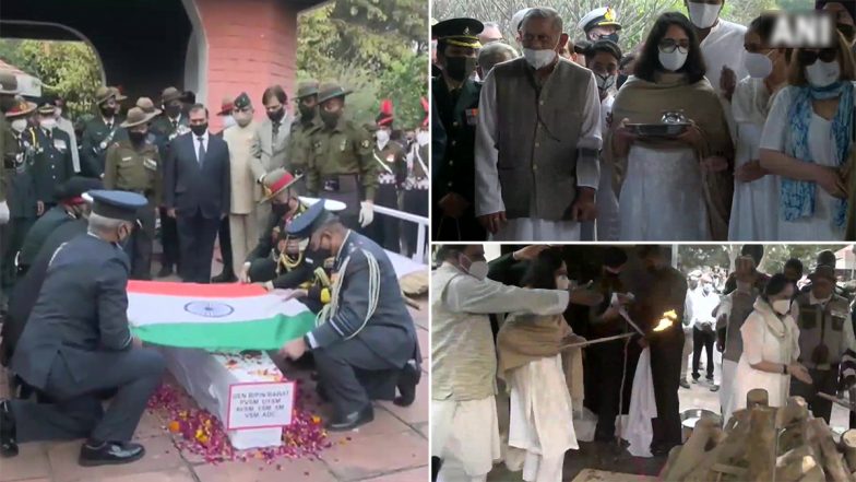 CDS General Bipin Rawat Cremated with Full Military Honours, 17-Gun Salute in Delhi (View Video)