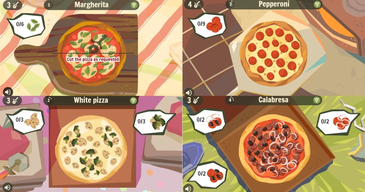 google doodles - How do you divide the Muzzarella pizza into 7