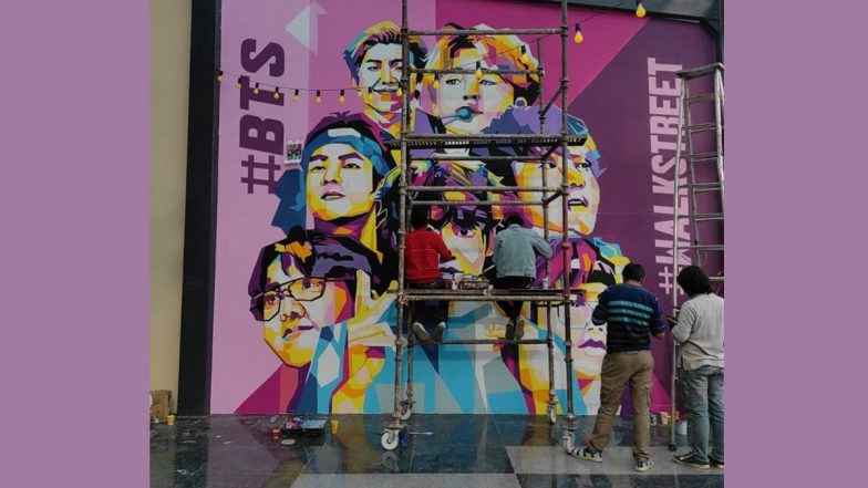 BTS First-Ever Mural in Delhi's PVR Pacific Mall Created by Walk Street, ARMY from India is Thrilled to See The Artwork