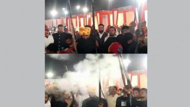 Guns Fired at Wedding Reception of Rajasthan Cabinet Minister Mahendrajit Singh Malviya's Son, Video Goes Viral