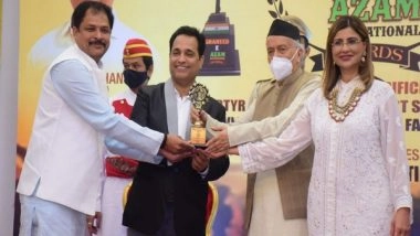 Business News | Maharashtra Governor Bhagat Singh Koshyari Honours Sujeet Pratap Singh with Shaheed - E - Azam Motivational Award 2021 for the Film Godaam