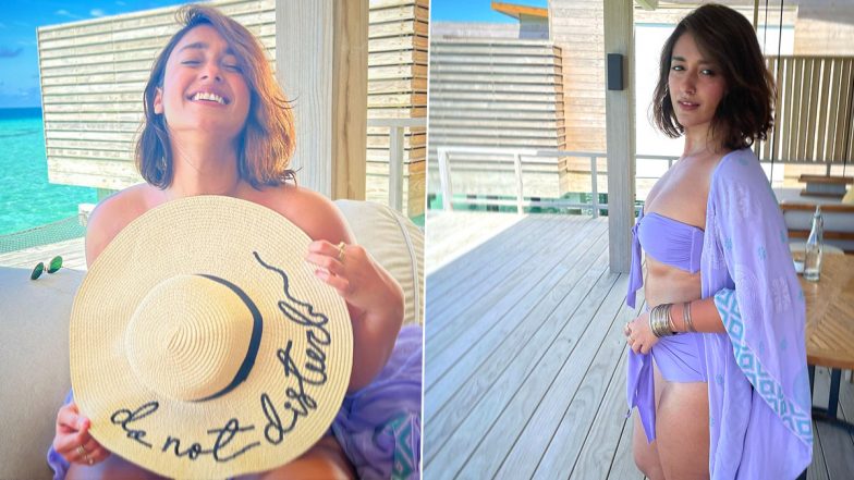 Ileana D’Cruz Says ‘DND’ As The Water Baby Stuns in a Lavender Bikini in Maldives (View Pics)