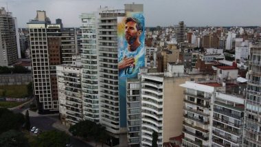 Lionel Messi's Mural Erected in Rosario, Argentina to Applaud his Seventh Ballon d’Or Win (Watch Video)