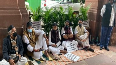 India News | Suspended MPs Shift Dharna from Gandhi Statue to Parliament Gate No 1 Due to Rain