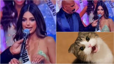 Miss Universe 2021 Meow Video! Harnaaz Sandhu Meows Like Cat on Stage, Thanks to Host Steve Harvey!