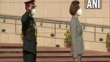 World News | French Defence Minister Parly Inspects Guard of Honour, Pays Tribute at National War Memorial