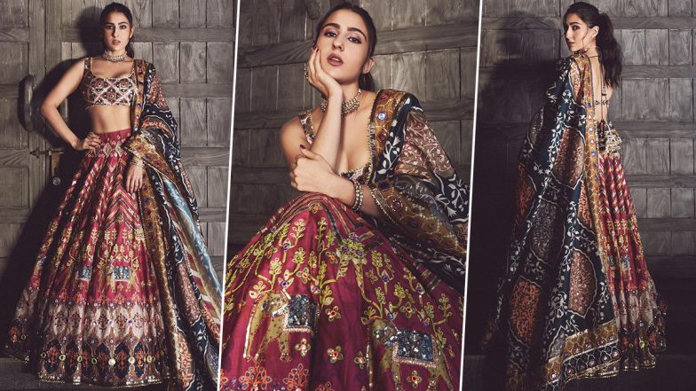 Sara Ali Khan Personifies Elegance in a ‘Chaka Chak’ Embroidered Lehenga-Choli (View Pics)