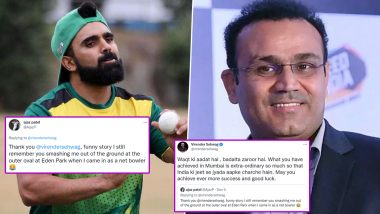 Virender Sehwag Writes Classy Response to Ajaz Patel’s Comment on Twitter, See How Their Conversation Unfolded After India vs New Zealand 2nd Test (Check Posts)