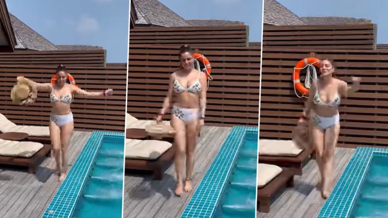 Shraddha Arya Flaunts Her Moves in a White Bikini As She Honeymoons With Hubby Rahul Nagal (Watch Video)