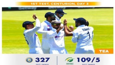 Sports News | SA Vs Ind: Bowlers Wreak Havoc to Leave Visitors Tottering (Tea, Day 3)