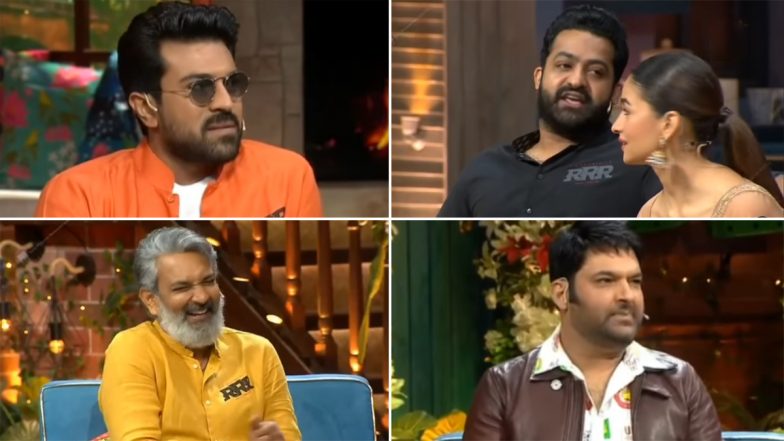 RRR Stars Ram Charan, Jr NTR, Alia Bhatt Along With SS Rajamouli Have a Blast on The Kapil Sharma Show (Watch Video)