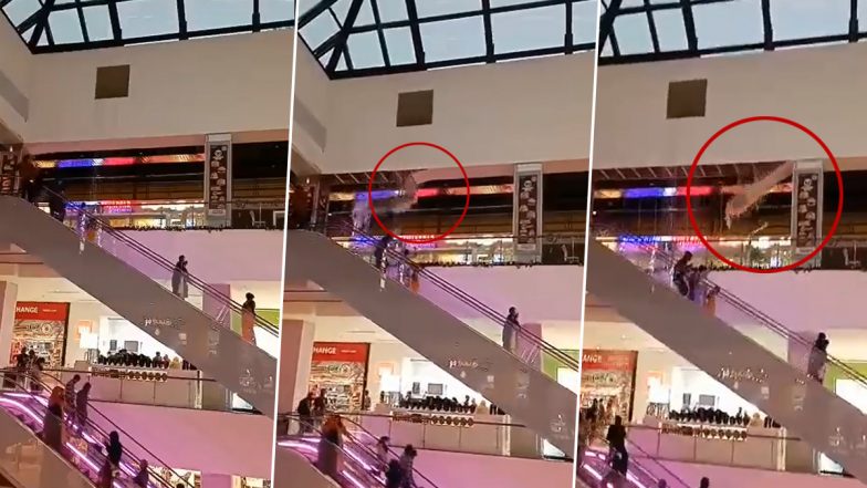 Chennai Rains: Portion of Roof Collapses at VR Mall in Anna Nagar Due to Heavy Rainfall (Watch Video)