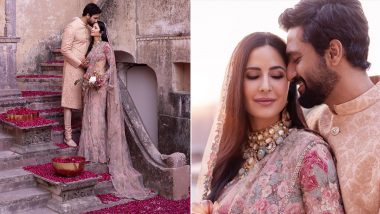 Newlyweds Katrina Kaif and Vicky Kaushal Strike Lovely Poses in Colour Co-Ordinated Ethnic Outfits (View Pics)