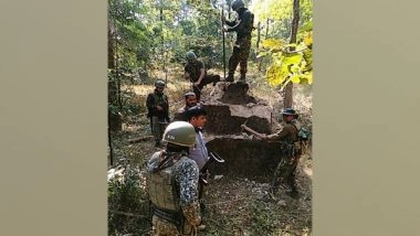 India News | Security Forces Demolish Naxal Memorial in Chhattisgarh