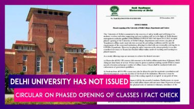 Fact Check: Delhi University Has Not Issued Circular On Phased Opening Of Classes