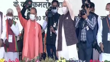 India News | PM Modi Reaches Gorakhpur to Dedicate to Nation Development Projects Worth over Rs 9,600 Crores