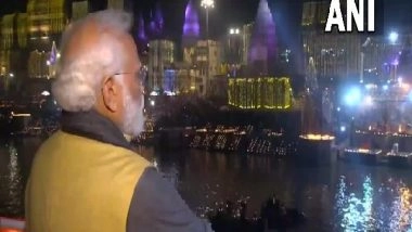 India News | PM Modi Witnesses Spectacular 'Ganga Aarti' Onboard Vivekananda Cruise in Varanasi
