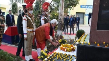 India News | LG Manoj Sinha Visits Chamliyal Border Outpost of BSF Along International Border in J-K's Samba