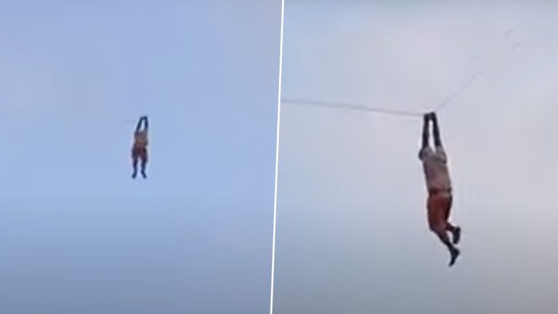 Kite Flying Turns Disastrous As Youth Swept 30 Feet High Into Sky in Sri Lanka (Watch Video)