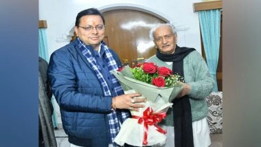 India News | Pushkar Singh Dhami Pays Courtesy Visit to Maharashtra Governor in Dehradun
