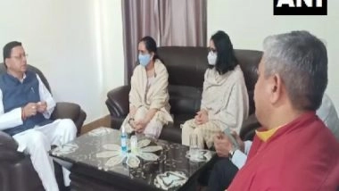 India News | Pushkar Singh Dhami Meets Daughters of CDS General Bipin Rawat, Madhulika Rawat in Haridwar