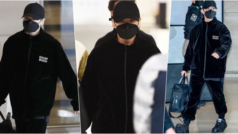 Jungkook Airport Fashion: BTS’ Golden Maknae Wears Velvet Tracksuit To Travel in Style, Netizens Busy Guessing Ensemble’s Price! (View Pics)