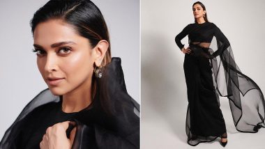 Deepika Padukone Exuberates Sheer Elegance in Sabyasachi Saree and Belt, Looks Extremely Gorgeous in All-Black Ensemble!