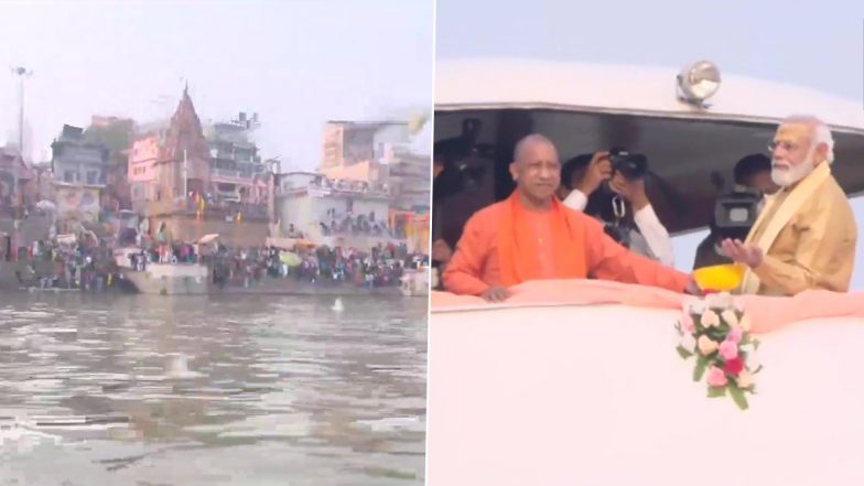 PM Narendra Modi, Yogi Adityanath Take Boat Ride From Lalita Ghat to Ravidas Ghat In Varanasi (View Pics)