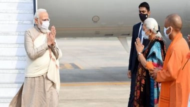 India News | PM Modi Arrives in Varanasi, to Inaugurate Kashi Vishwanath Dham Today