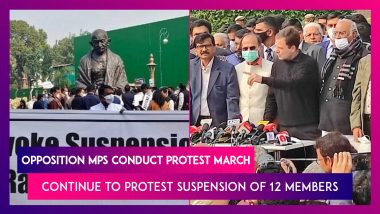 Opposition MPs Continue To Protest Suspension Of 12 Members, Conduct Protest March Outside Parliament