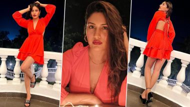 Surbhi Chandna Looks Sexy AF in a Tangerine Flowy Mini Dress (View Pics)