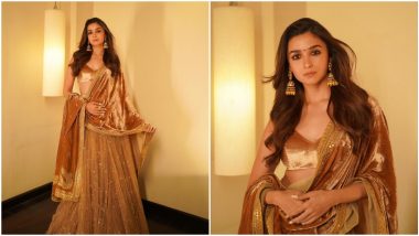 Alia Bhatt Looks Like the Golden Hour in Her New Sabysachi Outfit (View Pics)