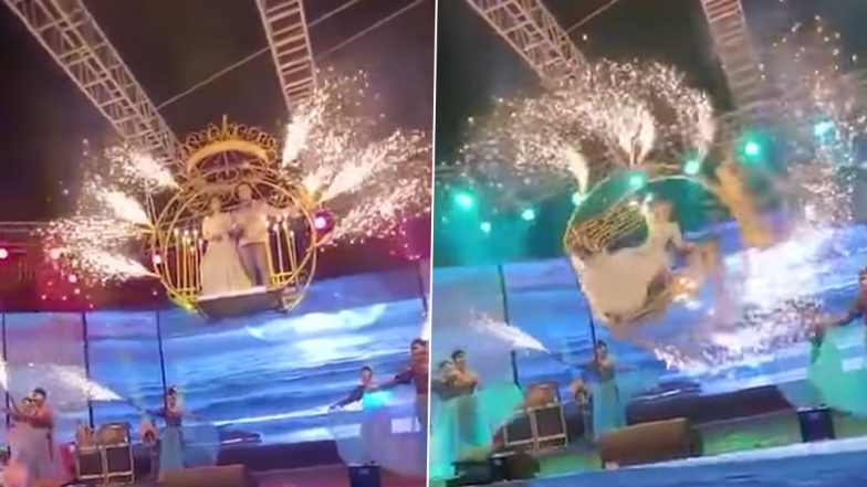 Wedding Mishap Video Goes Viral! Bride and Groom Falls Off Swing Attached to Crane Turning Grand Entry Into Disaster