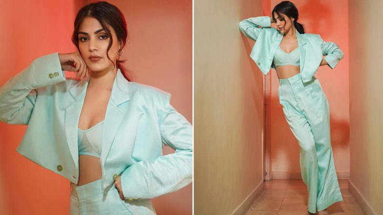 Rhea Chakraborty Strikes a Fine Figure in Turquoise Blue Bralette and Power Suit for 83 Movie Screening (View Pics)