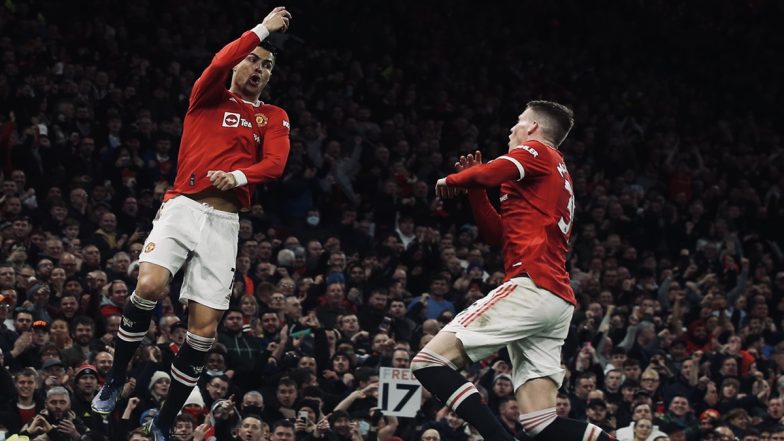 Cristiano Ronaldo Reacts After Netting First Goal of 2022 During Manchester United vs Brighton Game, Says 'Nobody Gives Up' (Watch Goal Highlights)