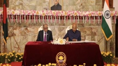 World News | President Kovind Welcomed by Bangladeshi Counterpart Abdul Hamid for Bilateral Meeting at Bangabhaban: MEA