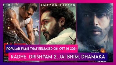 Popular Films That Released On OTT In 2021: Salman Khan’s Radhe, Mohanlal’s Drishyam 2, Suriya’s Jai Bhim, Kartik Aaryan’s Dhamaka And Many More