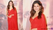 RRR Trailer Launch: Alia Bhatt Steals the Limelight As She Opts for a Red Saree With Sparkly Blouse at the Event (View Pics)