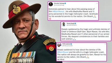General Bipin Rawat Dies in Helicopter Crash: Sports Fraternity Mourns the Loss of CDS General and Other Victims (Check Posts)