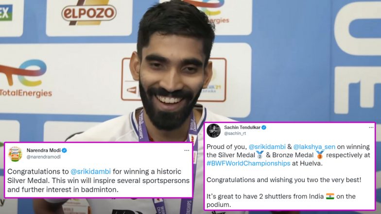 Prime Minister Narendra Modi, Sachin Tendulkar and Others Praise Kidambi Srikanth After His Historic Silver Medal Triumph at BWF World Championships 2021 (Check Posts)