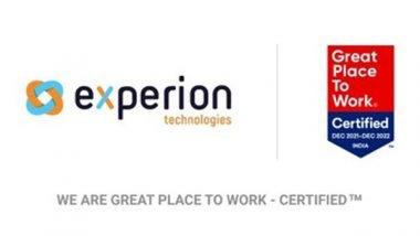 Business News | Experion Technologies is Now Great Place to Work - Certified&trade;
