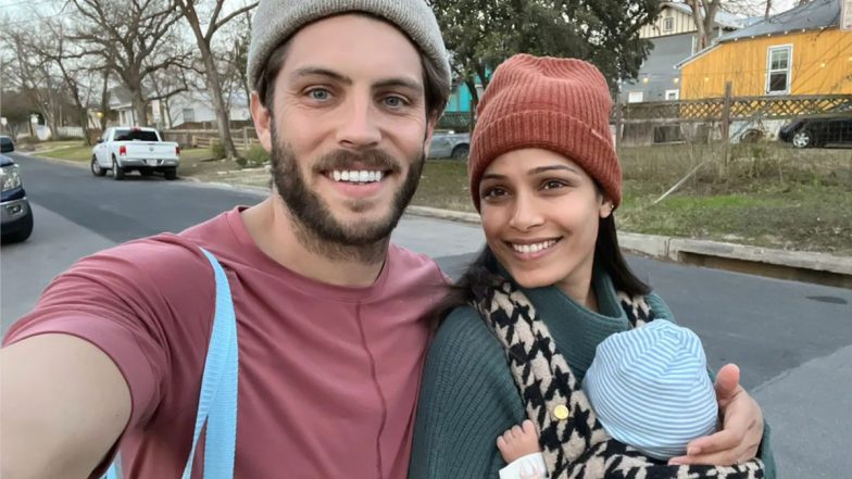 Freida Pinto And Cory Tran Are All Smiles As They Pose For A Cute Family Photo With Son Rumi-Ray!