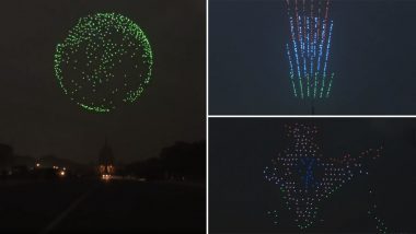 Republic Day 2022: Drone Formations at Rashtrapati Bhavan on the Eve of R-Day (Watch Video)