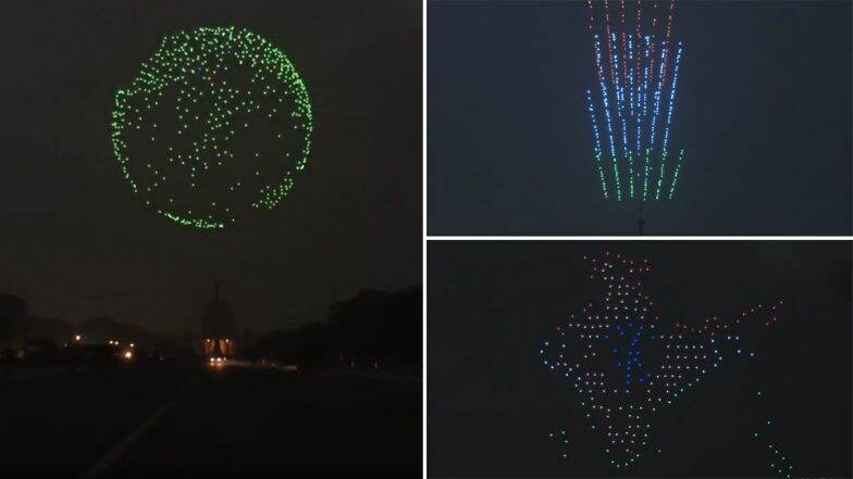 Republic Day 2022: Drone Formations at Rashtrapati Bhavan on the Eve of R-Day (Watch Video)