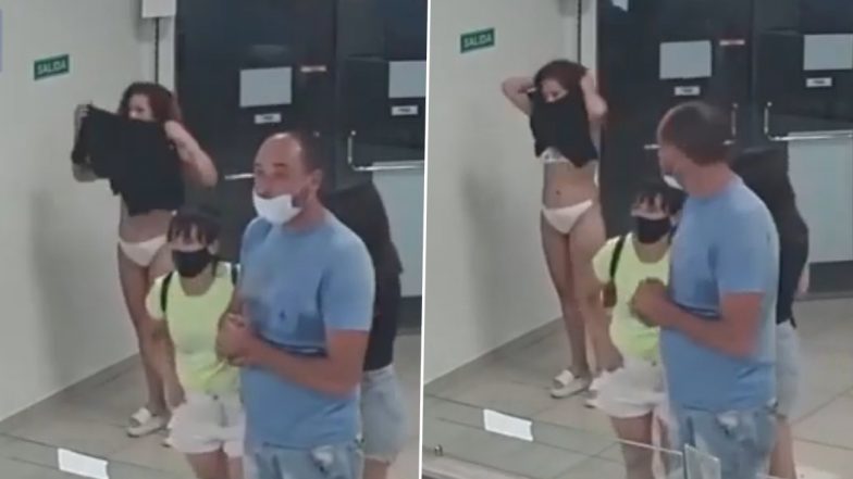 Wackiest Face Mask Of 2022! Woman Strips Down to Her Undergarment to Use Her Dress as a Mask At Ice-cream Parlour in Argentina (Watch Video)