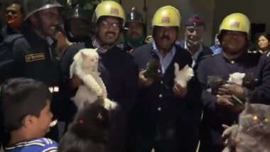 Pune Fire Department Rescued Ten Persian Cats From a 3-Storey Building That Caught Fire on Friday Night (Watch Video)