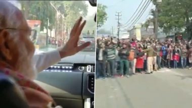 PM Narendra Modi Receives Warm Welcome in Meerut (Watch Video)