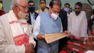 India News | Assam CM Himanta Biswa Sarma Visits Srimanta Sankardev Research Institute in Nagaon, Takes Stock of Manuscripts