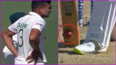 Bizarre! Bangladesh Opt for DRS As 'Ball Hits Bat' Thinking it is LBW During Day 4 of 1st Test vs New Zealand (Watch Video)